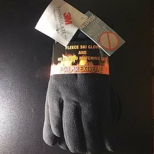 3M Fleece Ski Glove and Headband Set